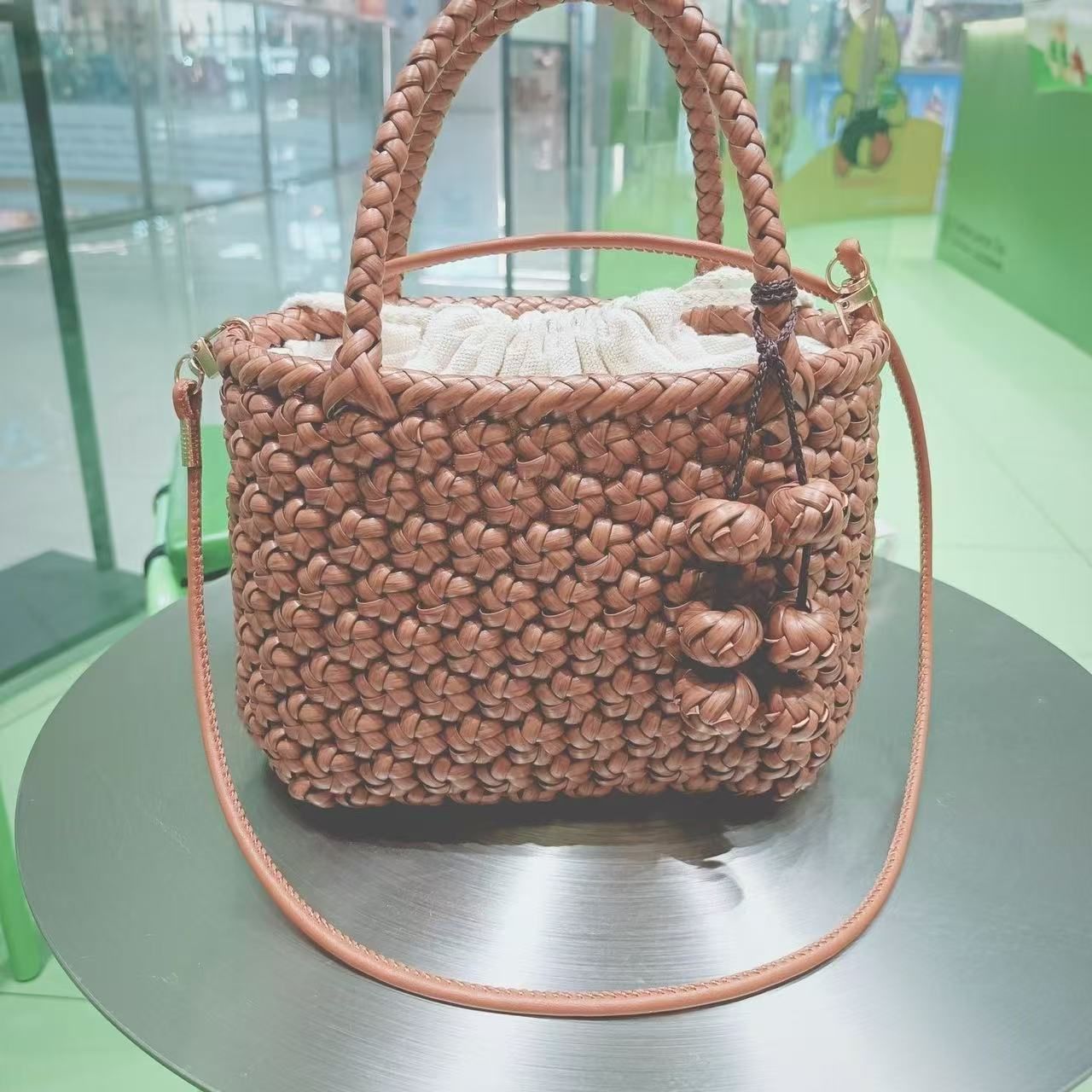 Qoo10] ファッション 六角花結び編み 山葡萄 かごバッグ 着物 籠