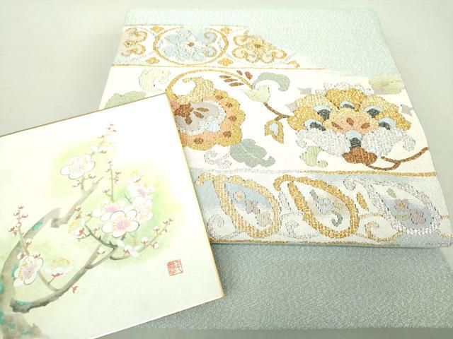 平和屋着物○綴れ 八寸名古屋帯 枝花文 金銀糸 正絹 逸品