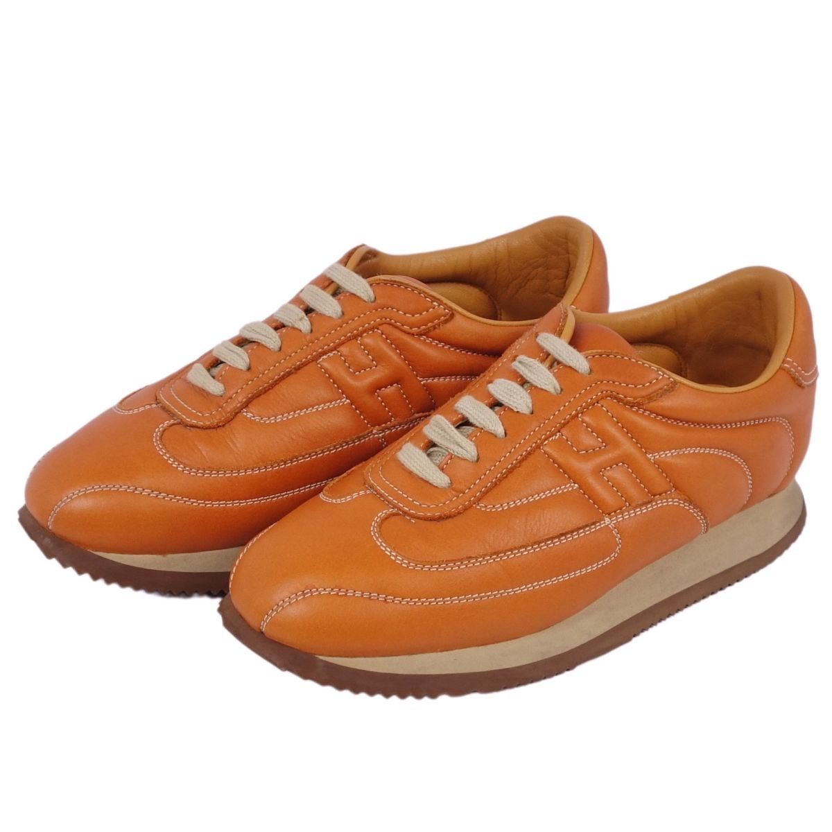 美品 エルメス HERMES スニーカー ローカット MILES マイルス 
