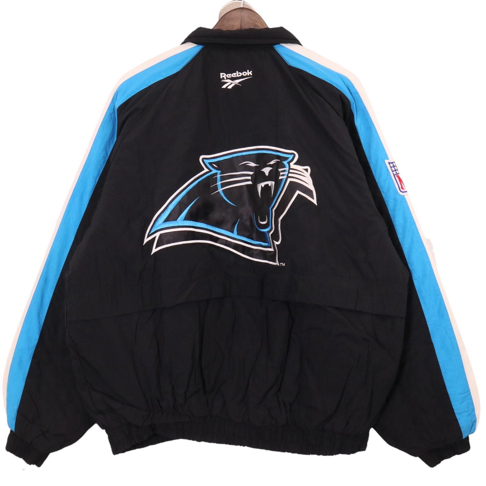 Reebok リーボック NFL カロライナ・パンサーズ 中綿 ナイロン ジャケット ブラック (メンズ L) 中古 古着 A1164