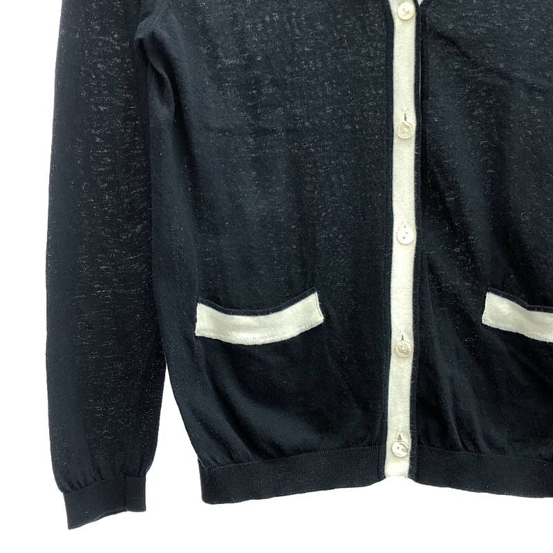 madameH CLOSET / マダムエイチクローゼット | コットン バイカラー ニット カーディガン | 38 | ネイビー/ブルー | レディース madameH CLOSET / マダムエイチクローゼット | コットン バイ