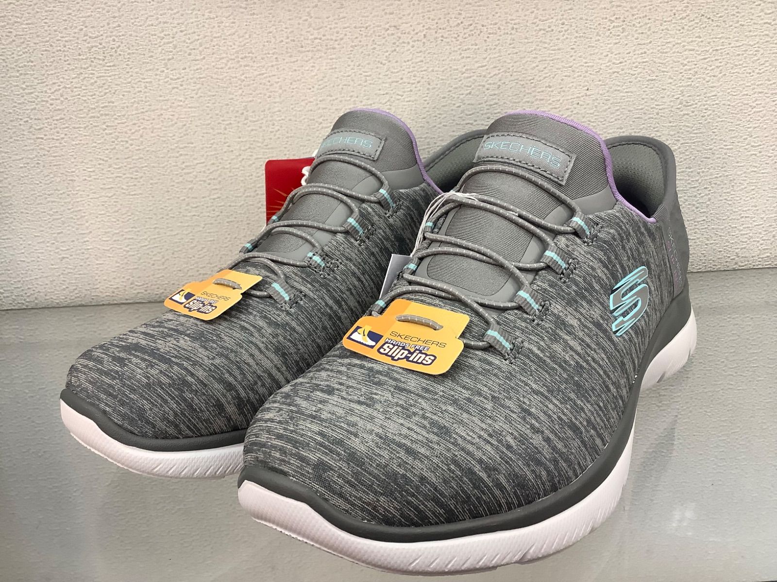 レディーススニーカースケッチャーズスリップインズ149937グレー ピンク23.0cm