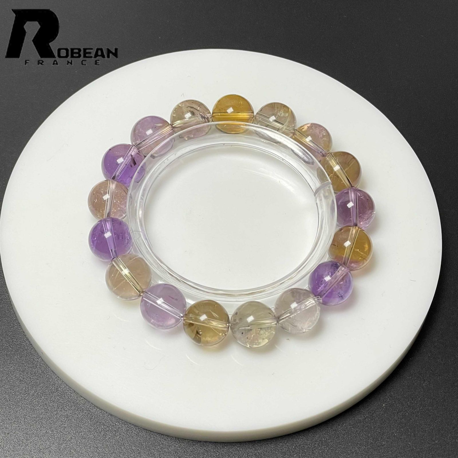 絶賛 EU製 定価14万円 ROBEAN 両色アメトリン パワーストーン ブレスレット 天然石 プレゼント ギフト 11.6-12mm M0507152