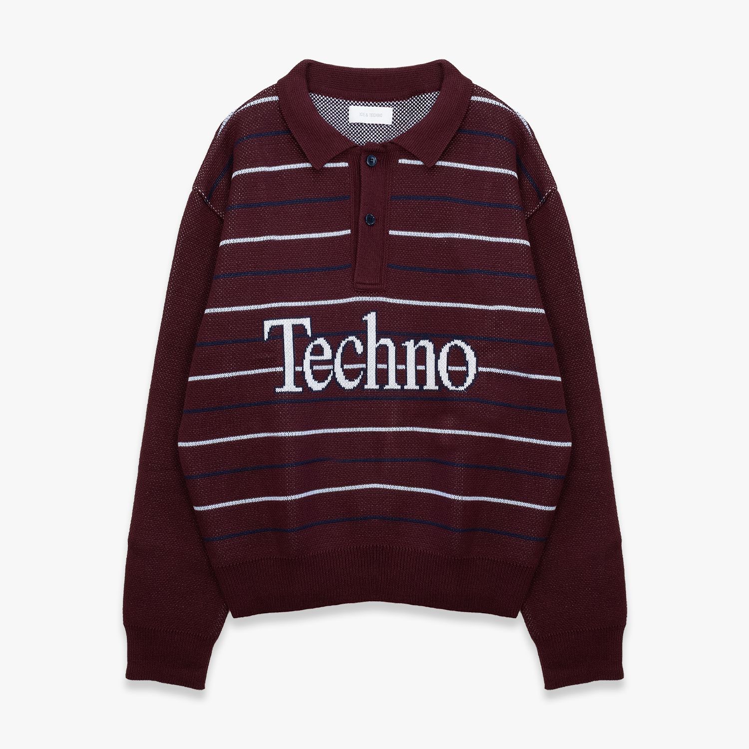 ICE & TECHNO | TECHNO LOGOTYPE GAME KNIT (BURGUNDY) 長袖 