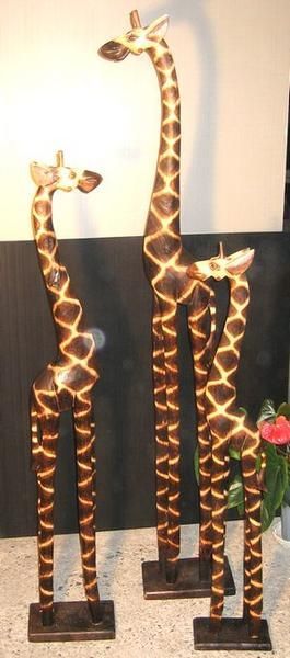 「新入荷」バリ島original木彫りキリン3体セット 新入荷」バリ島original木彫りキリン3体セット