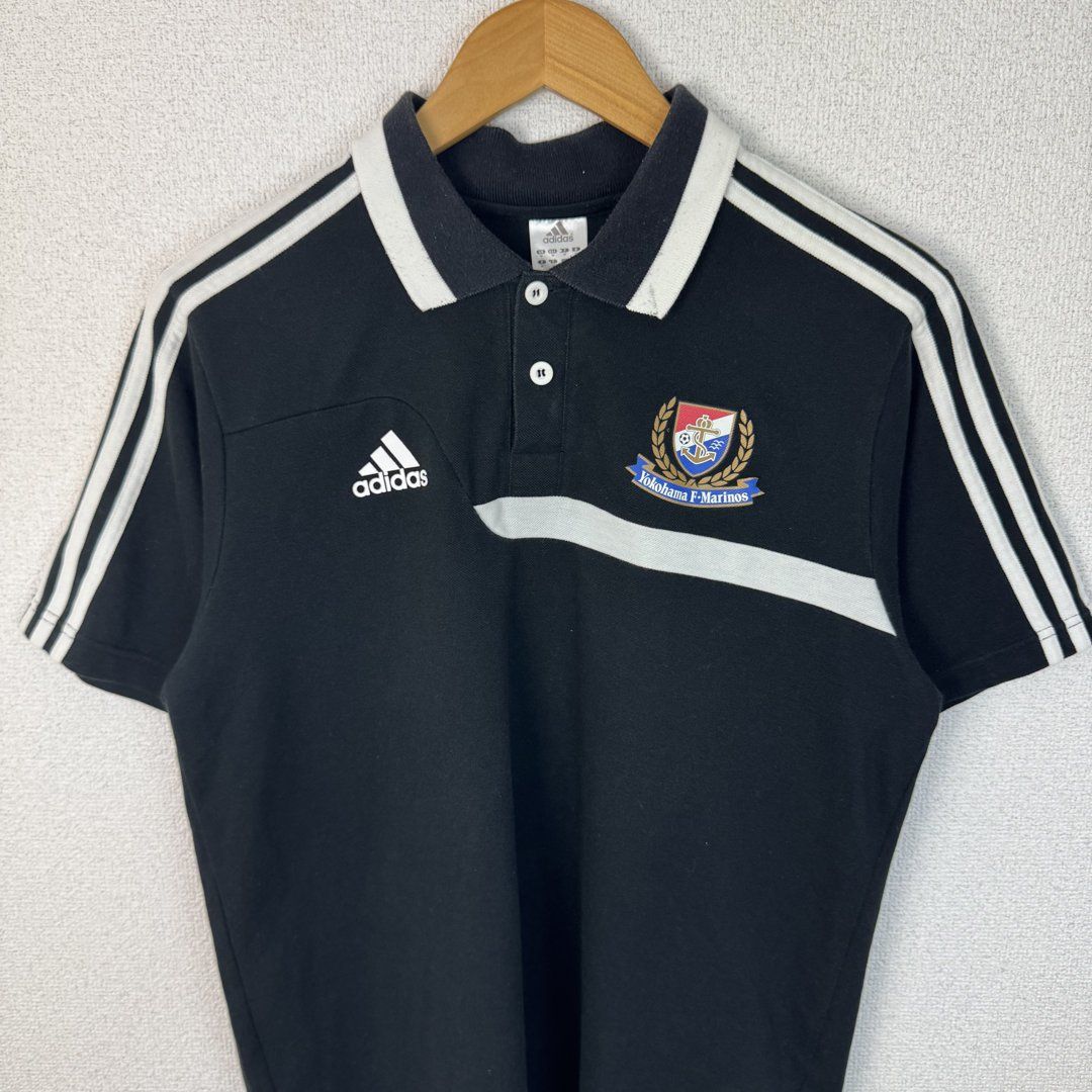 横浜マリノス　 90s adidas ポロシャツ デットストック　XL adidas アディダス 横浜F・マリノス ポロシャツ ブラック M