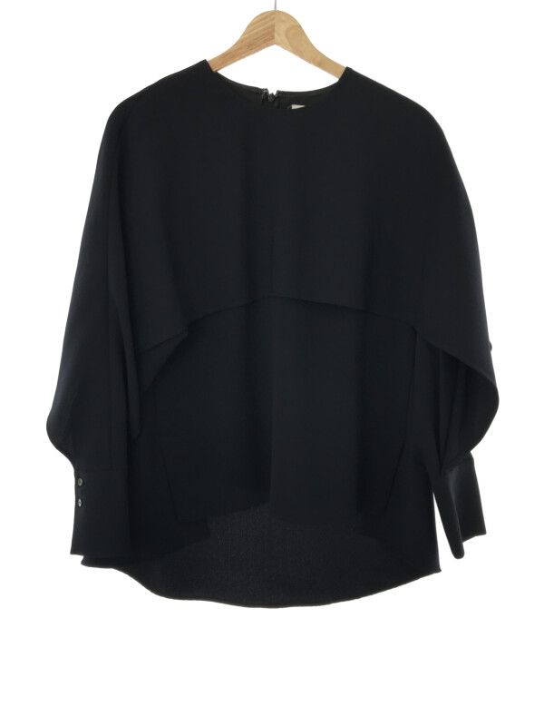 ENFOLD PEジョーゼットノーカラーAラインブラウス 38 エンフォルド PE