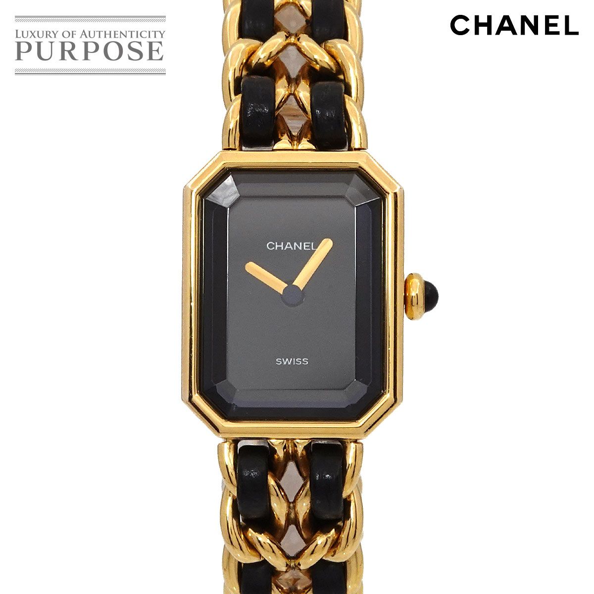 シャネル CHANEL プルミエール Mサイズ H0001 ヴィンテージ レディース 腕時計 ブラック ゴールド ウォッチ Premiere 90297167