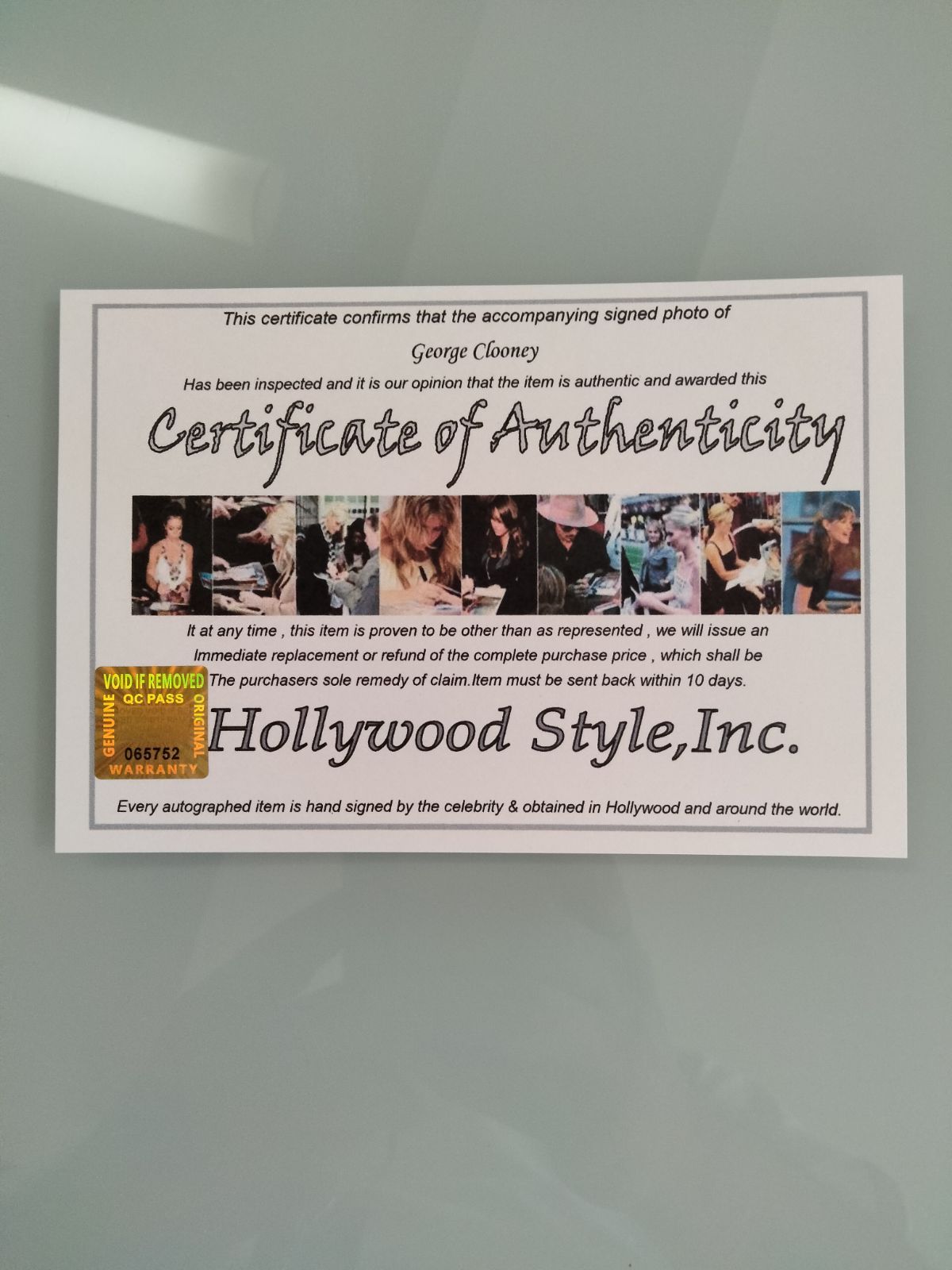 ジョージ・クルーニー直筆サイン入り写真…George Clooney