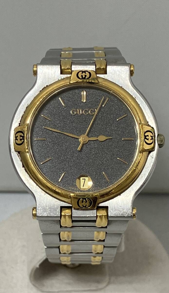 ジャンク GUCCI グッチ／ 9000M／ 黒文字盤／ 0245＊＊＊　時計