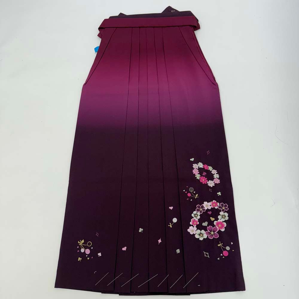 袴 2L size 紐下丈98cm 行灯袴 卒業袴 女性用袴 anan ぼかし 刺繍 エンジ ピンク 中古 4731 袴 2L size 紐下丈98cm 行灯袴 卒業袴 女性用袴 anan ぼかし 刺繍