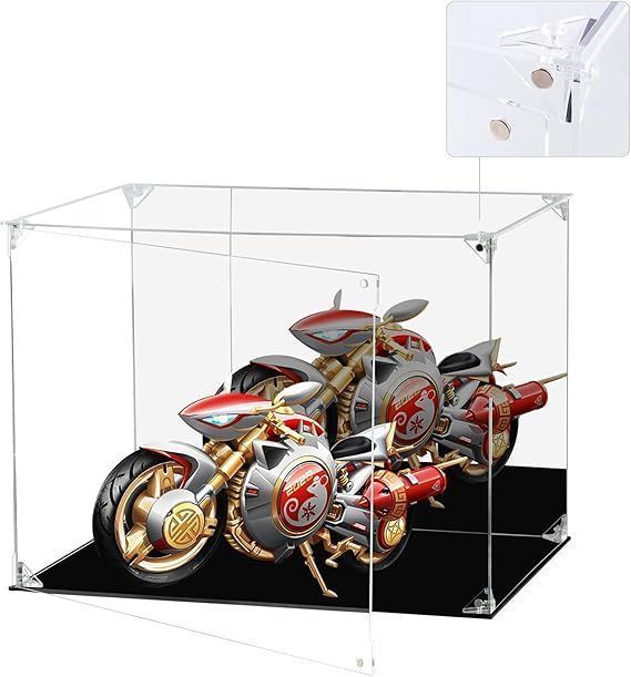 AMEITECH フィギュアケース マグネット式 開閉式 磁石付き前扉　背面ミラー　UVカット アクリル コレクションケース 開閉扉 高強度接続構造 コレクションケース 組み立て簡単 (横長30*奥行20*高