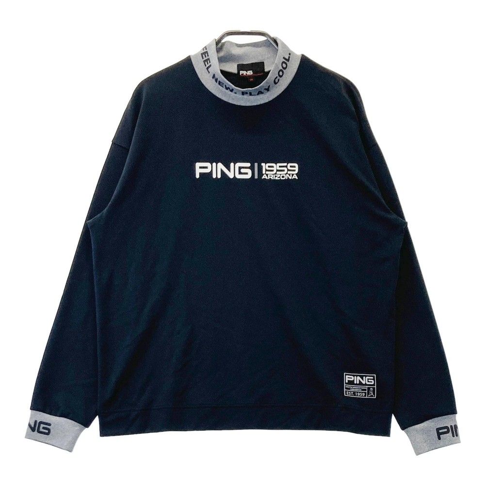 サイズ：M PING ピン モックネック長袖Tシャツ ブラック系