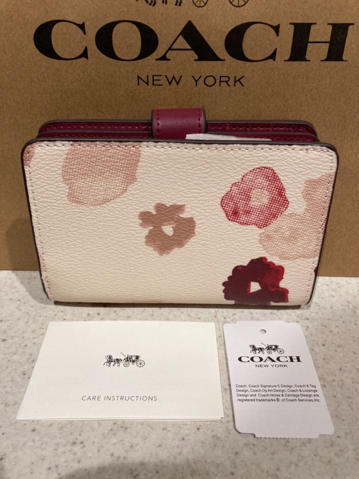 新品】COACH 長二つ折り財布 ハーフトーンフローラルプリント 水彩 花