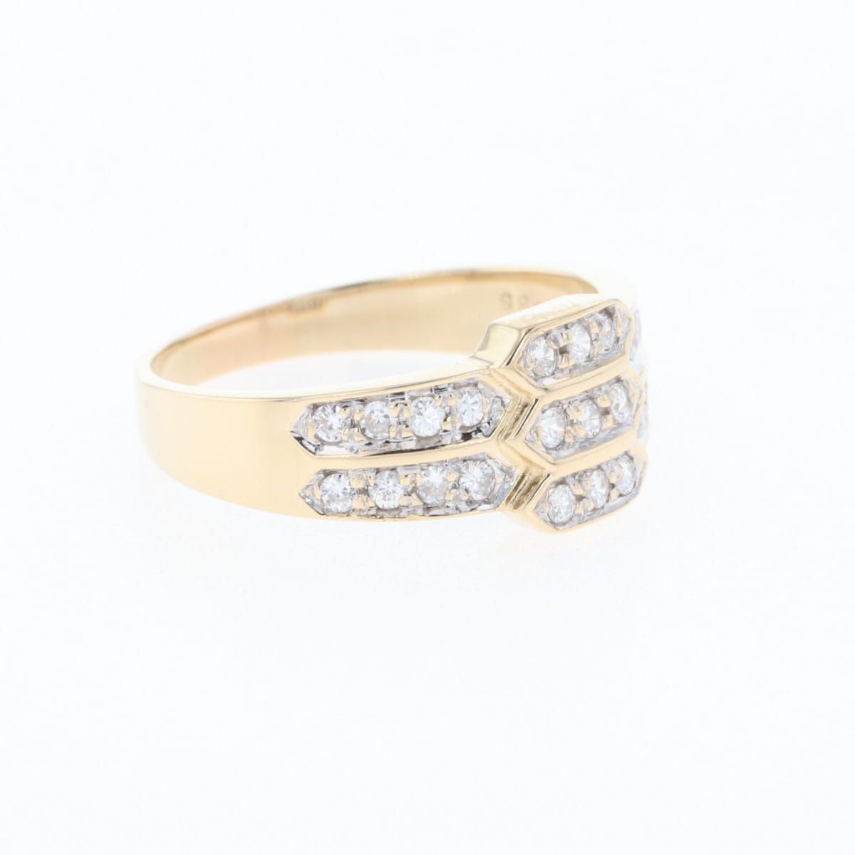 メレダイヤ デザインリング YG イエローゴールド 指輪 リング 14号 K18  