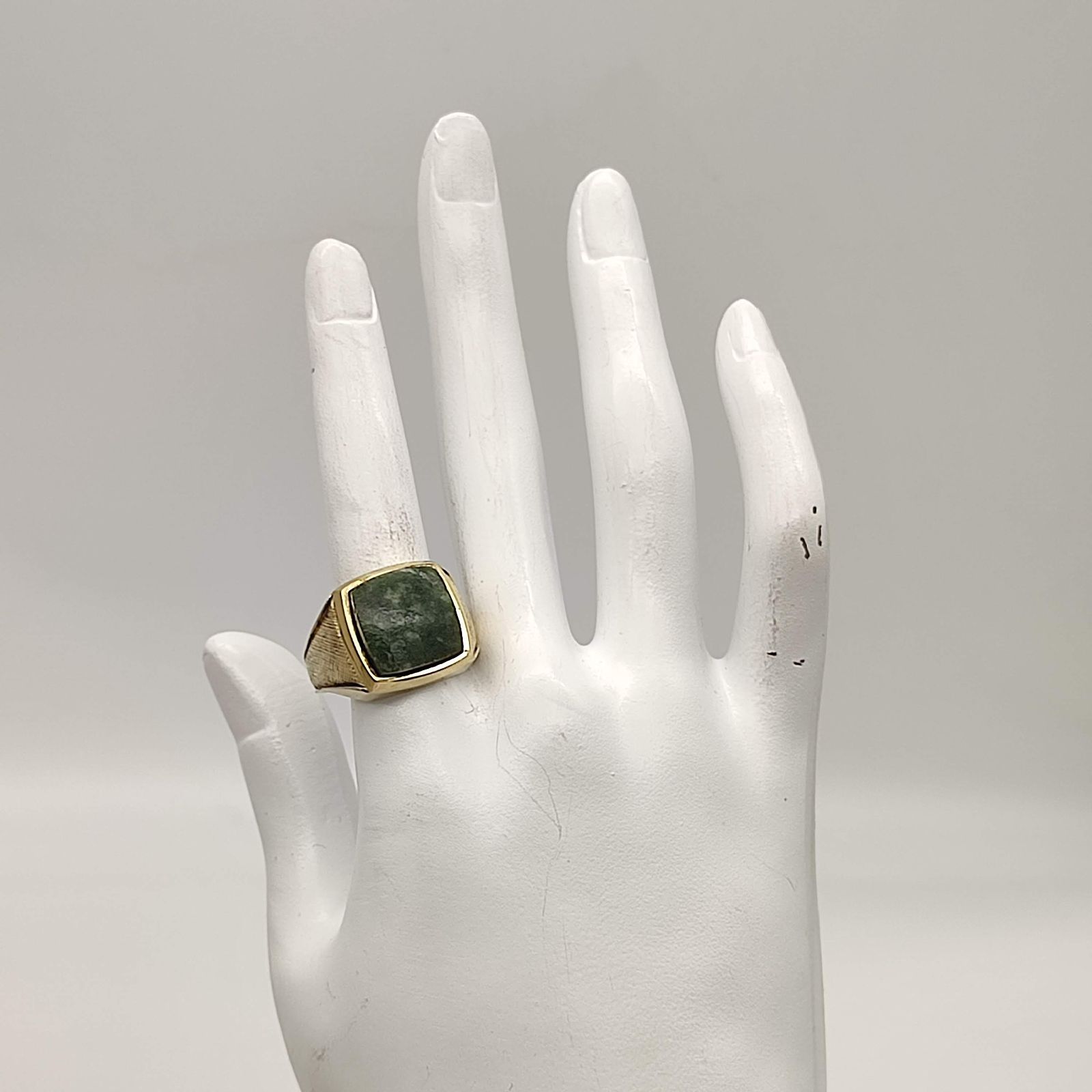 美品】シグネットリング グリ―ンジェイド シルバー900 17号