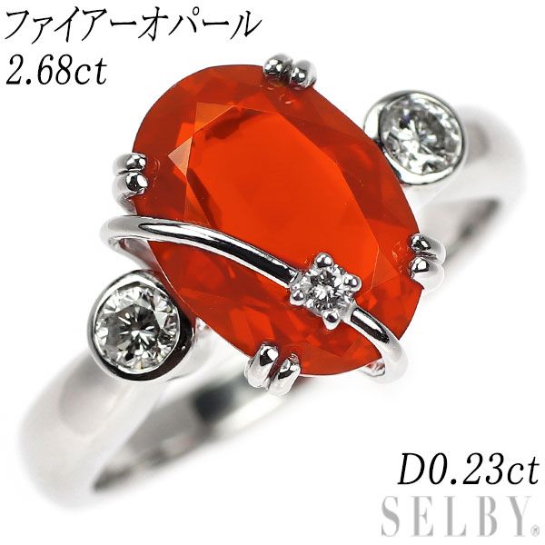 K18WG ファイアーオパール ダイヤモンド リング 2.68ct D0.23ct - メルカリ