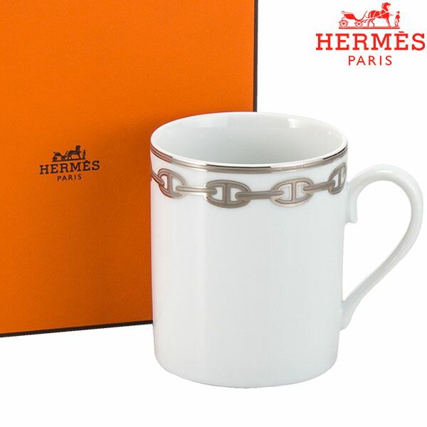 Hermes エルメス シェーヌダンクル プラチナ Chaine d ancre Platine マグカップ プラチナ 錨のチェーン柄 004134P HER-0018-000