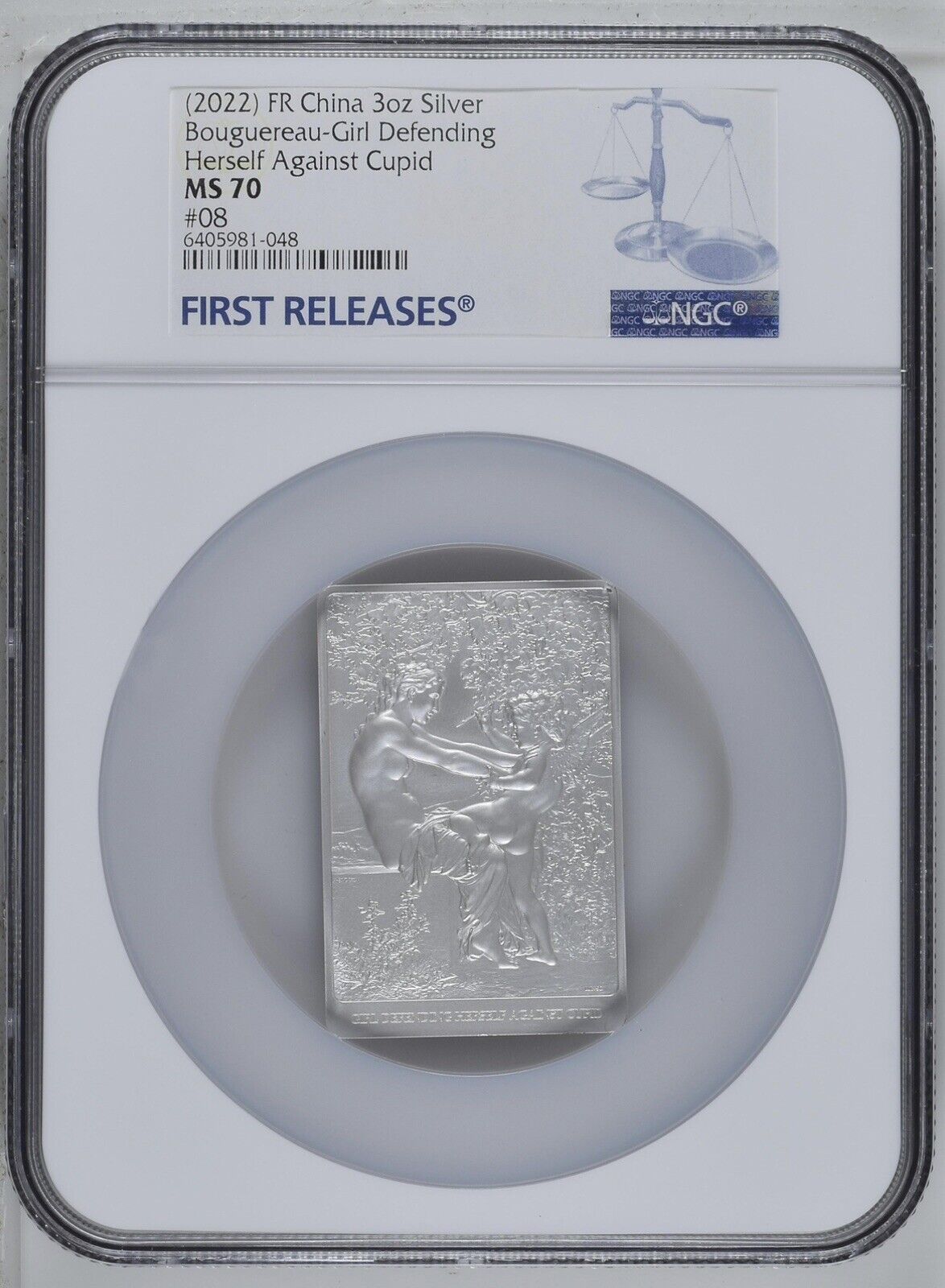 NGC MS70 2025 Bouguereau-Girl Defending Herself Against Cupid 3oz Silver Medal