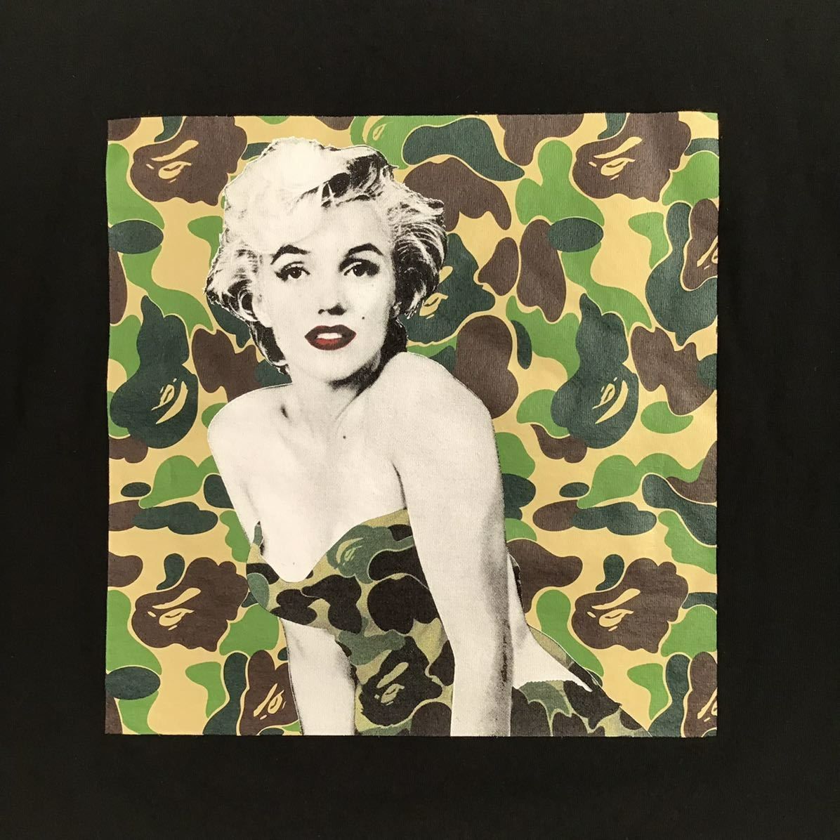 ずっと気になってた × モンロー マリリン BAPE bathing a Lサイズ Tシャツ camo ABC トップス
