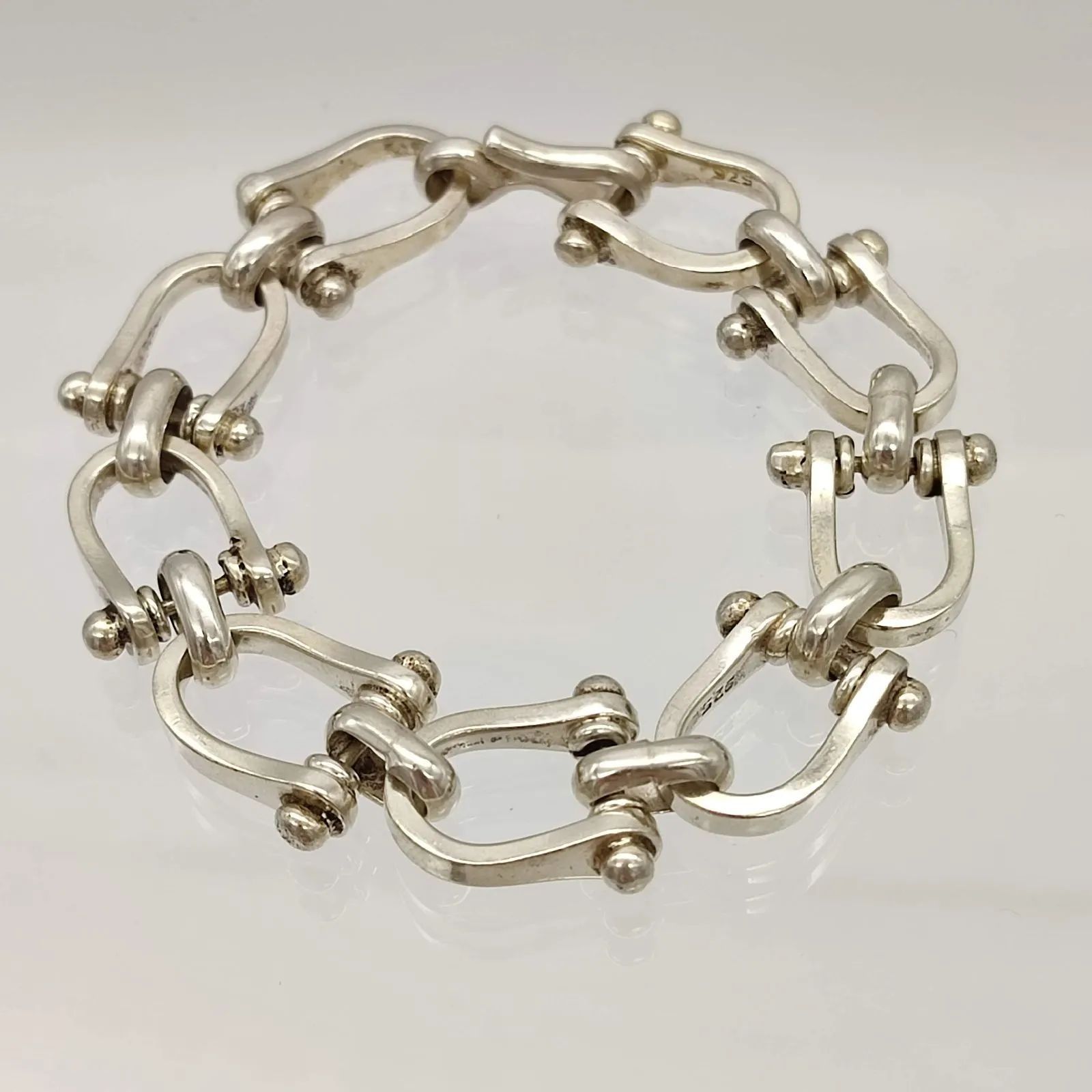 US ヴィンテージ シルバー デザインチェーン ブレスレット SILVER925 シルバーデザインチェーンブレスレット シルバー925 44.9g