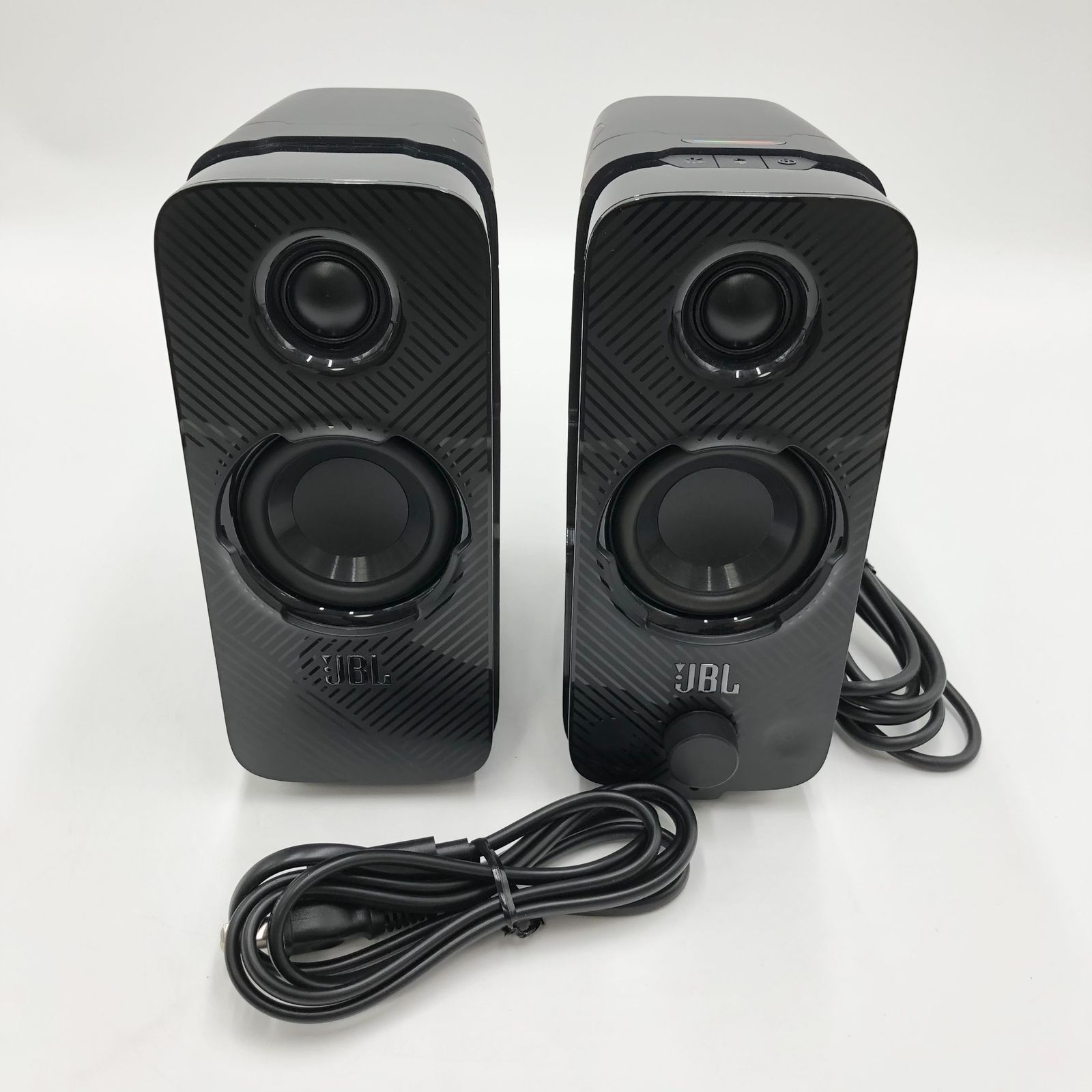 JBL QUANTUM DUO ゲーミングスピーカー/USB 3.5mm 青白く 接続