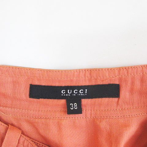 グッチ GUCCI 140271 ZL020 長袖 シャツ ブラウス 38 オレンジ 無地 レースアップ サイドスリット 透け感 イタリア製 レディース グッチ GUCCI 140271 ZL020 長袖 シャツ ブラウス 38 オレンジ