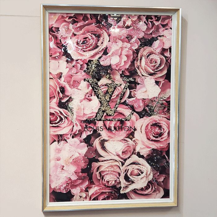 水晶絵　アートパネル　オマージュアート　ブランド　バラ　ローズ　絵画　絵　壁掛け 水晶絵 アートパネル オマージュアート ブランド バラ ローズ 絵画 絵