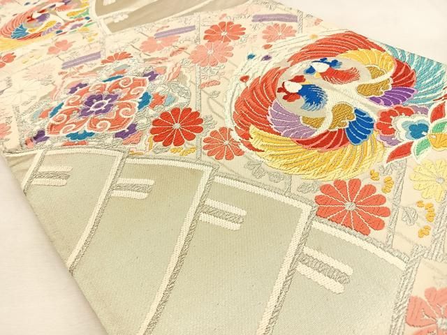 真作/今尾景年/花籠画賛/扇面/絹表装/横物/布袋屋掛軸HI-756 真作/今尾景年/花籠画賛/扇面/絹表装/横物/布袋屋掛軸