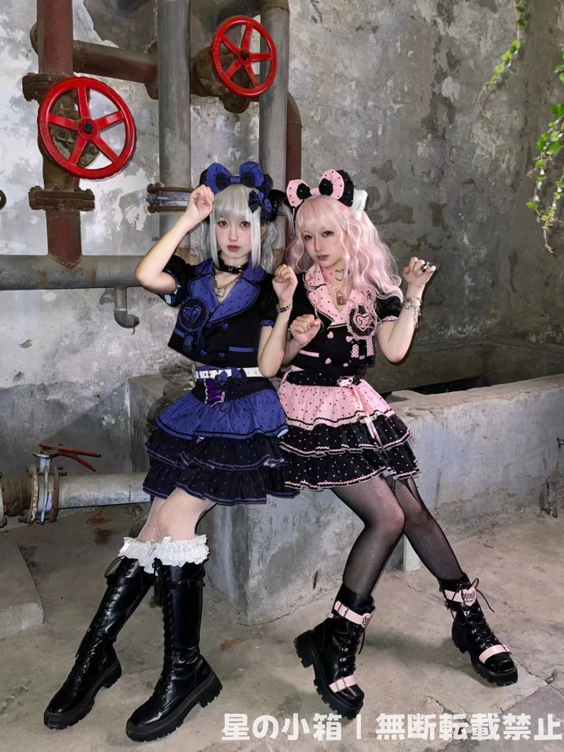 新品未使用 Y2Kアイドル風 Lolita風少女コーデ 8点フルセット ピンク/パープル 撮影会 舞台演出 推し活 イベント ハロウィン プレゼントにも最適