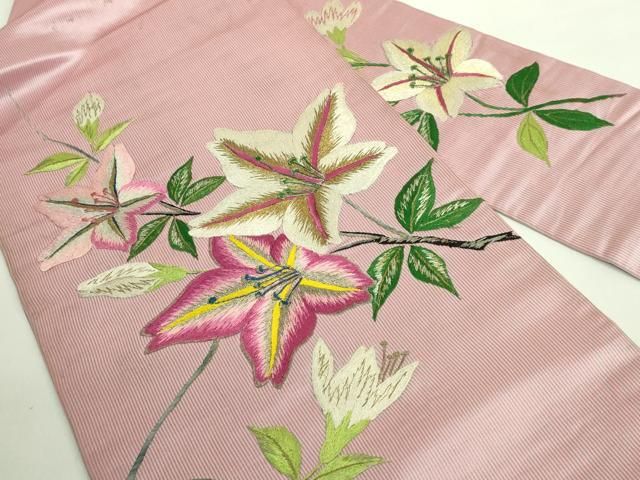 辻が花文様 真綿紬 珊瑚色 八寸名古屋帯 八寸名古屋帯 波線模様