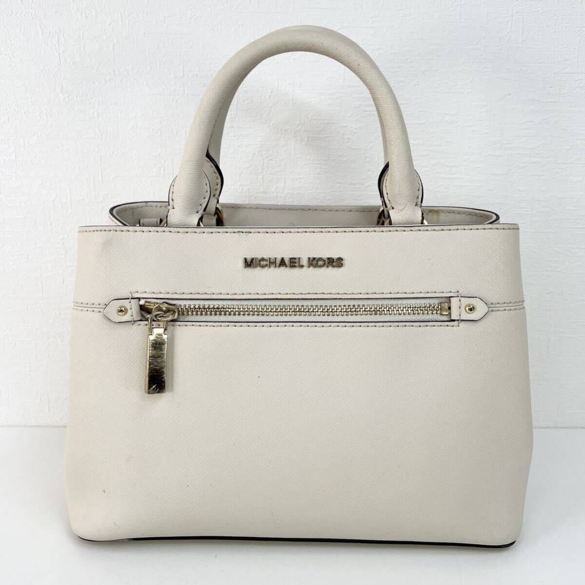 美品】MICHAEL KORS マイケルコース ハンドバッグ レザー ホワイト a606 - メルカリ