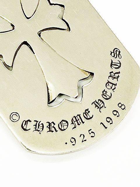 【美品】Chrome Hearts似 クロス ドックタグ シルバー925 美品▽CHROME HEARTS クロムハーツ Cemetery Cross Dogtag