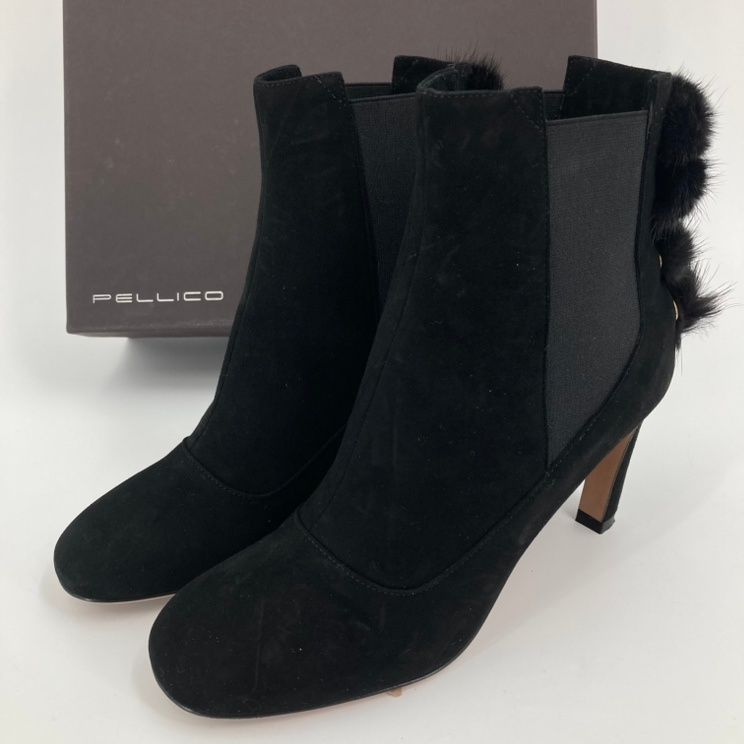 PELLICO ブラック ハイヒール 36½ PELLICO サイドゴアブーツ 36 8cmヒール