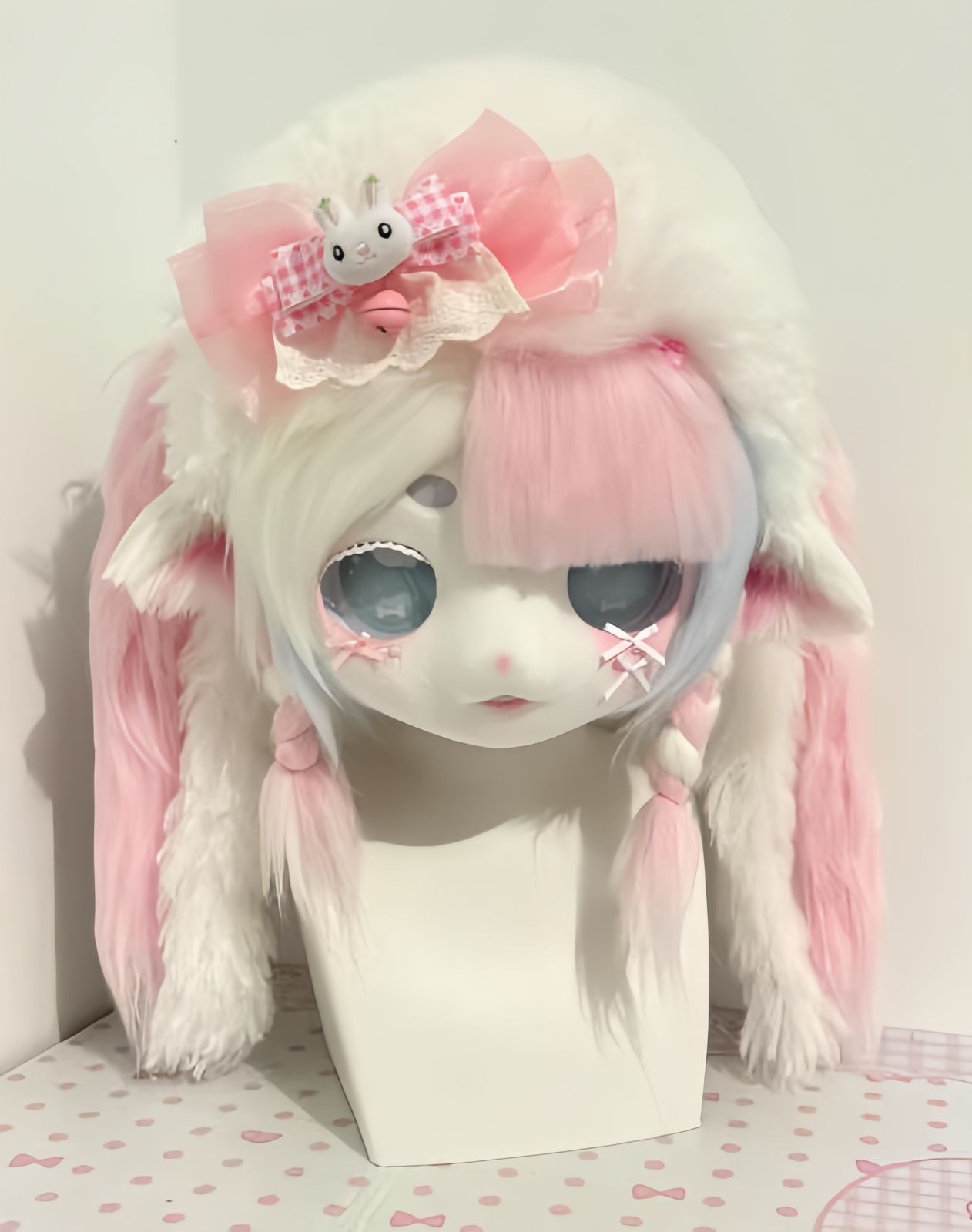 着ぐるみヘッド kigurumi NO.170 羊 ピンク ファースーツ 全頭ヘッド ケモノ マスク ぬいぐるみ コスプレ コスチューム 一点物