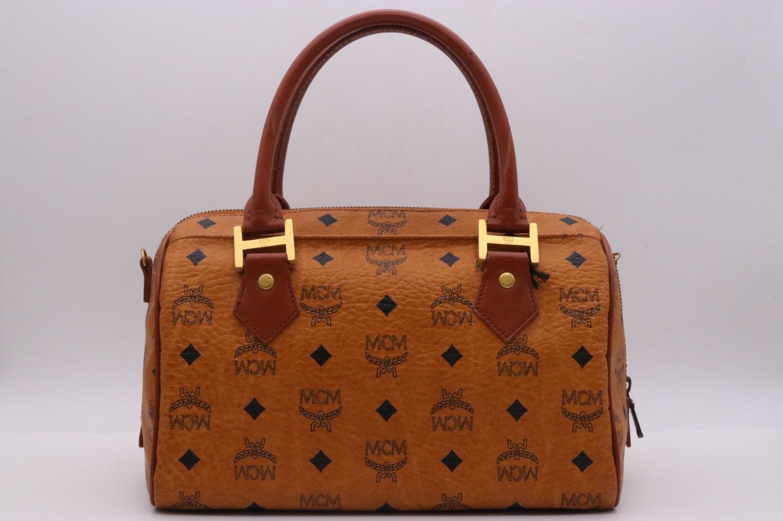 MCM エムシーエム ミニボストン ハンドバッグ ヴィセトス ブラウン 