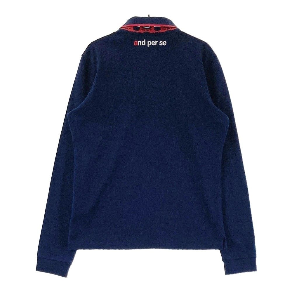 サイズ：L AND PER SE アンパスィ 長袖ポロシャツ ネイビー系