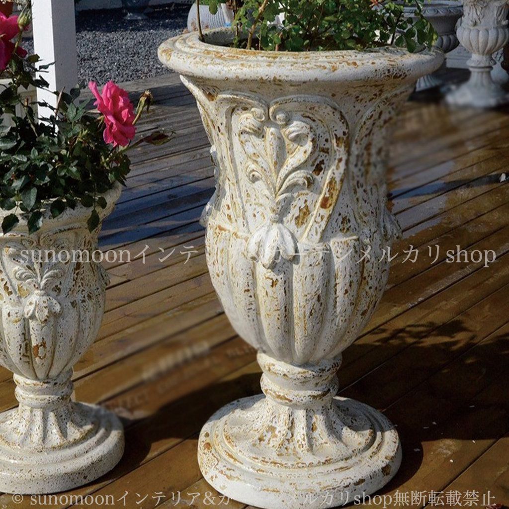 インテリア 雑貨 シャビー加工 ガーデンインテリア ガーデニング ガーデン雑貨 ホワイト ヴィンテージ調 おしゃれ ヨーロッパ風 シャビーシック プランター お洒落 アイボリー 8-14 庭の装飾 ガーデン