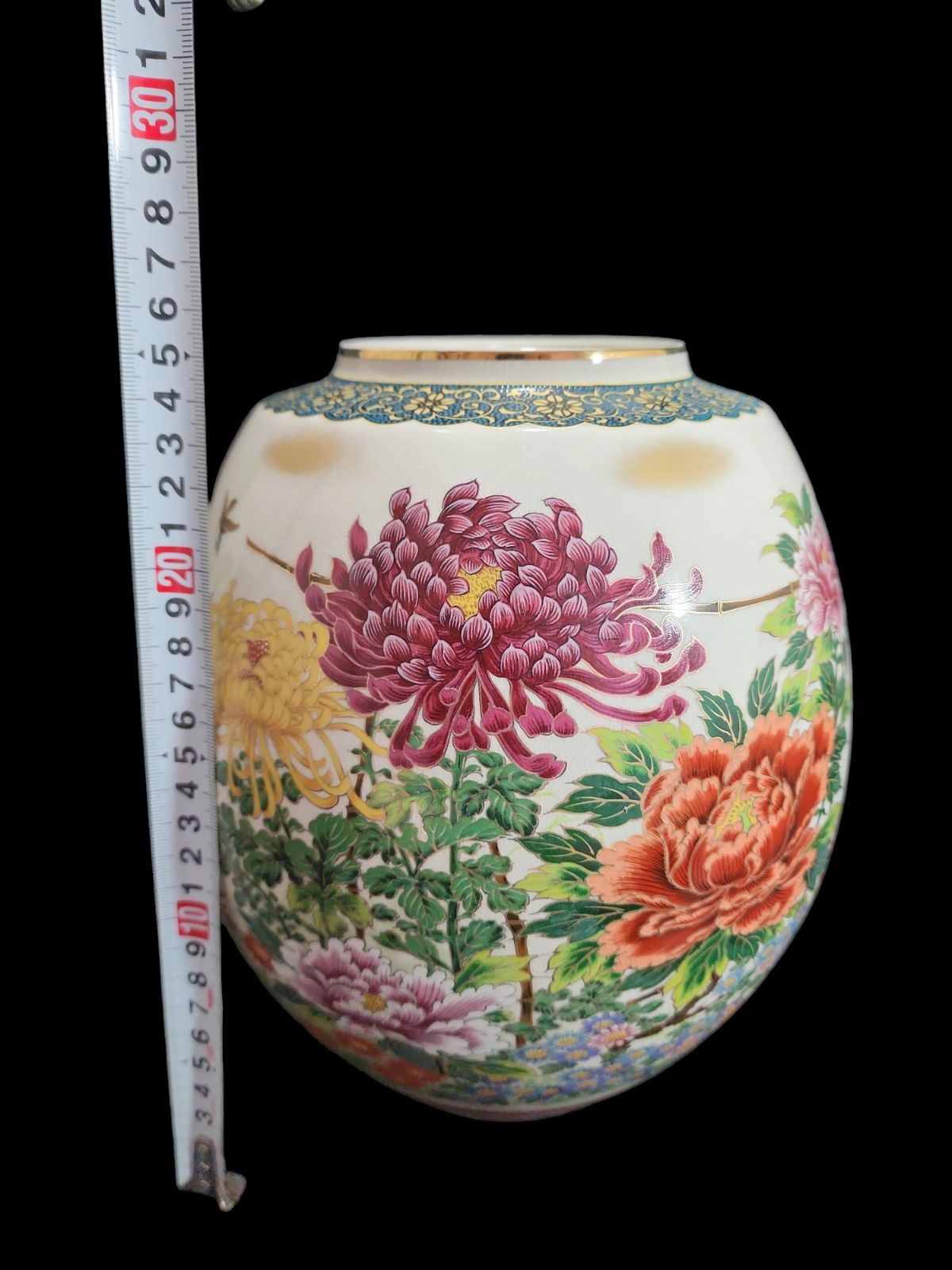 九谷焼 陶寿 菊牡丹模様花瓶 花入れ 花瓶 花器 九谷花瓶2個まとめて