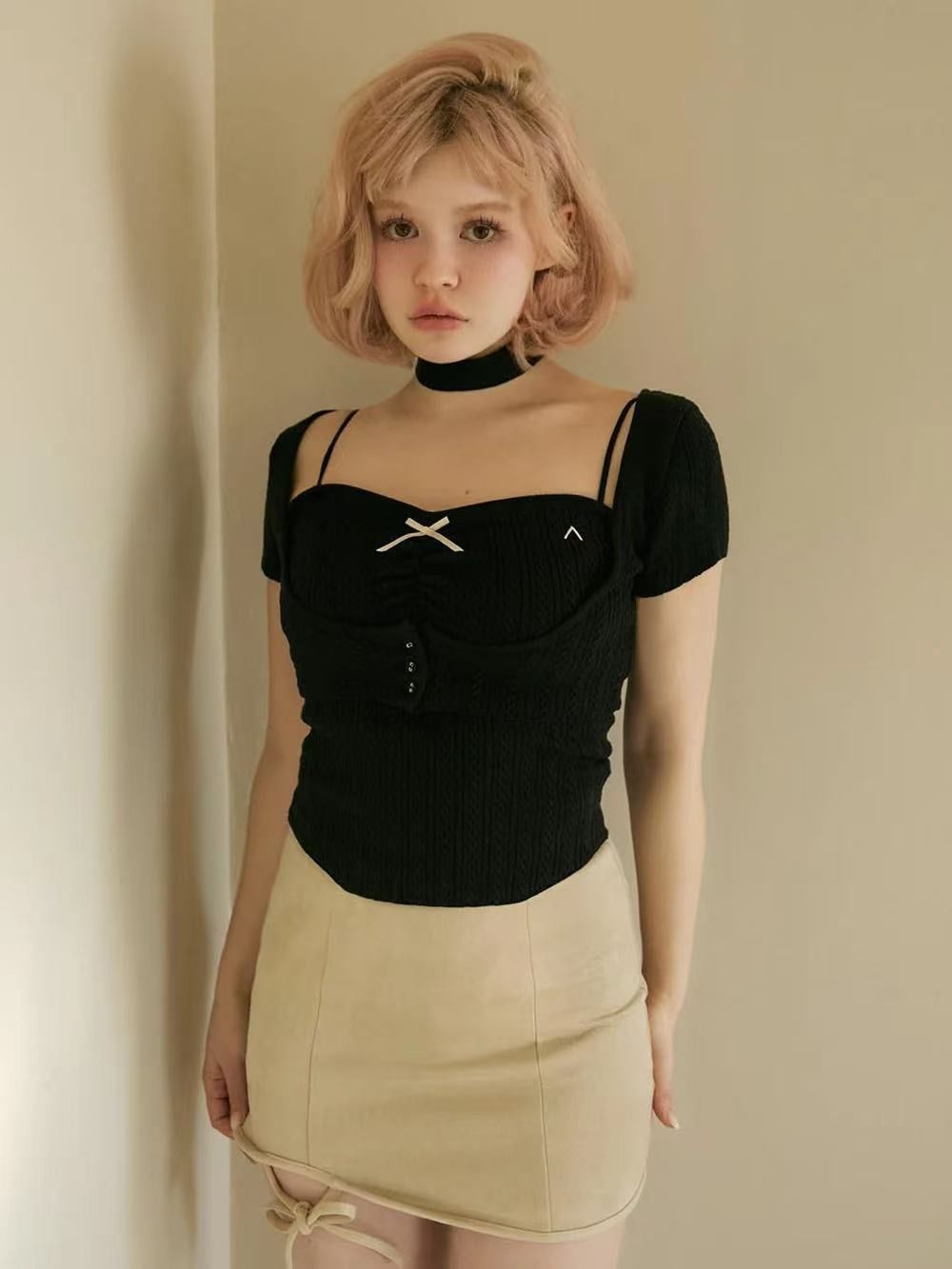 新品未使用 アンドマリー andmary Frida knit set black ニット 半袖 2 