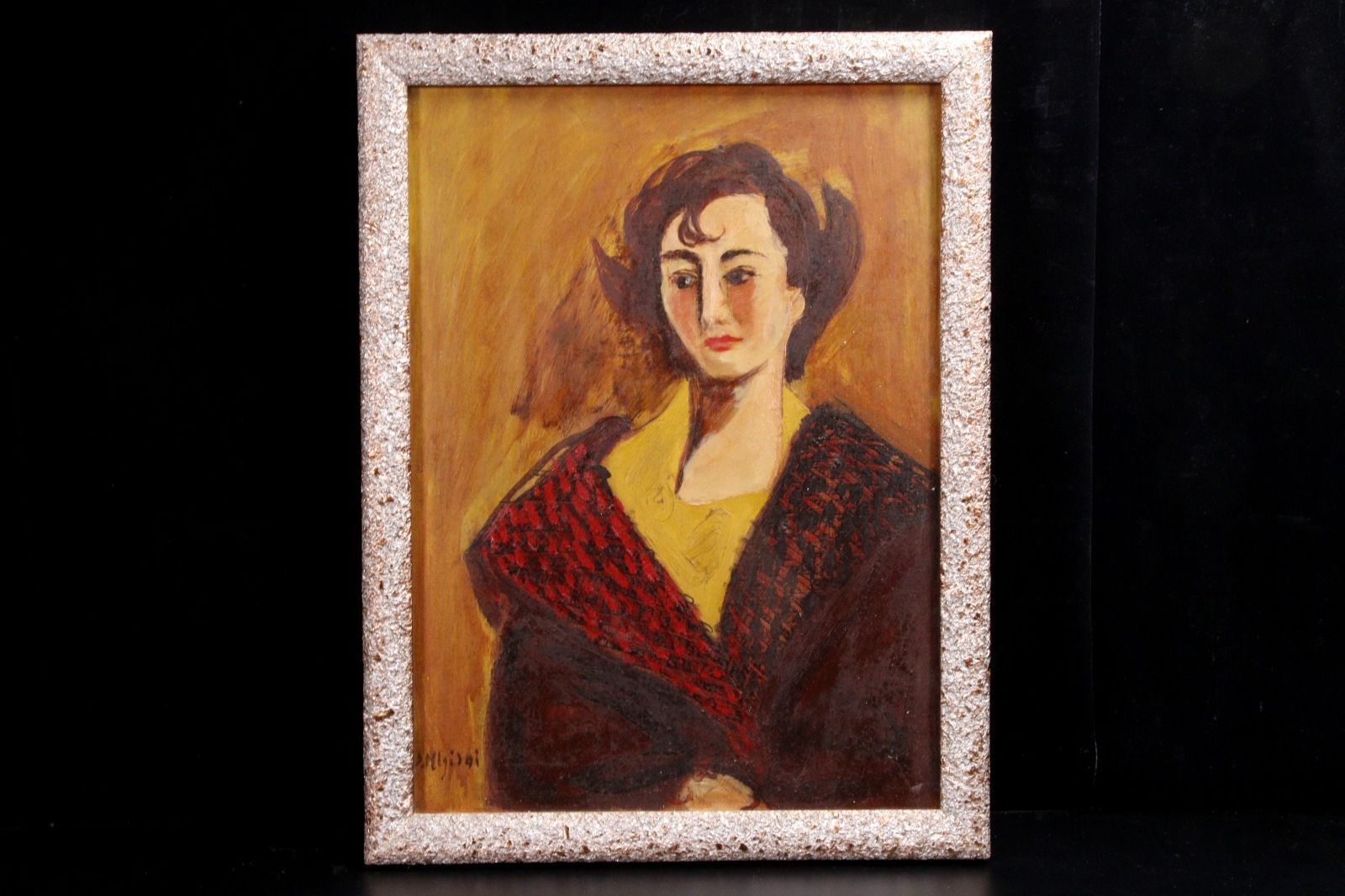 模写》三岸節子 手描き 油彩画《花瓶の花》表サイン 共シール F6