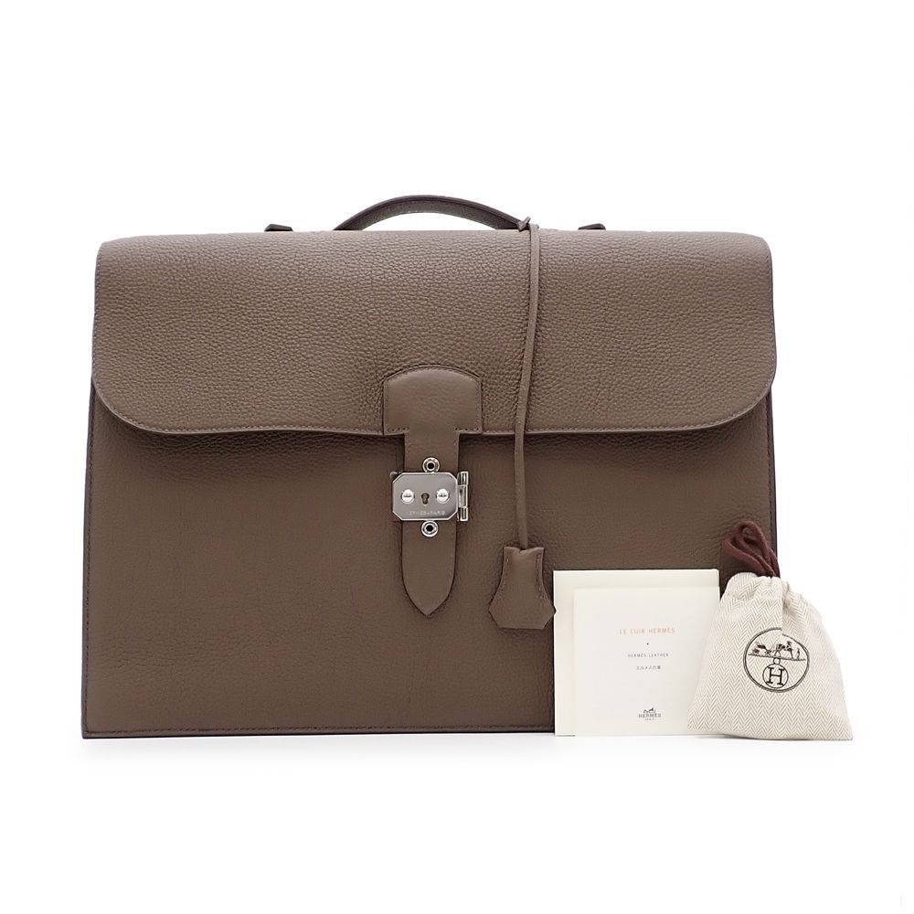 【状態良好】HERMES サックアデペッシュ 41 ビジネスバッグ レザー 茶色 エルメスサックアデペッシュ41 ブラウン □H刻印(2004年頃)刻印