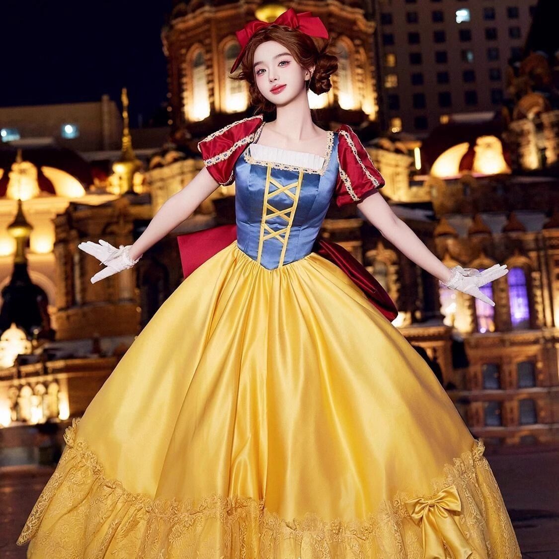 白雪姫 プリンセス コスプレ衣装 演出ワンピース 大人ドレス 仮装 大人用 高品質 コスチューム プリンセスドレスロングドレス プレゼント A154