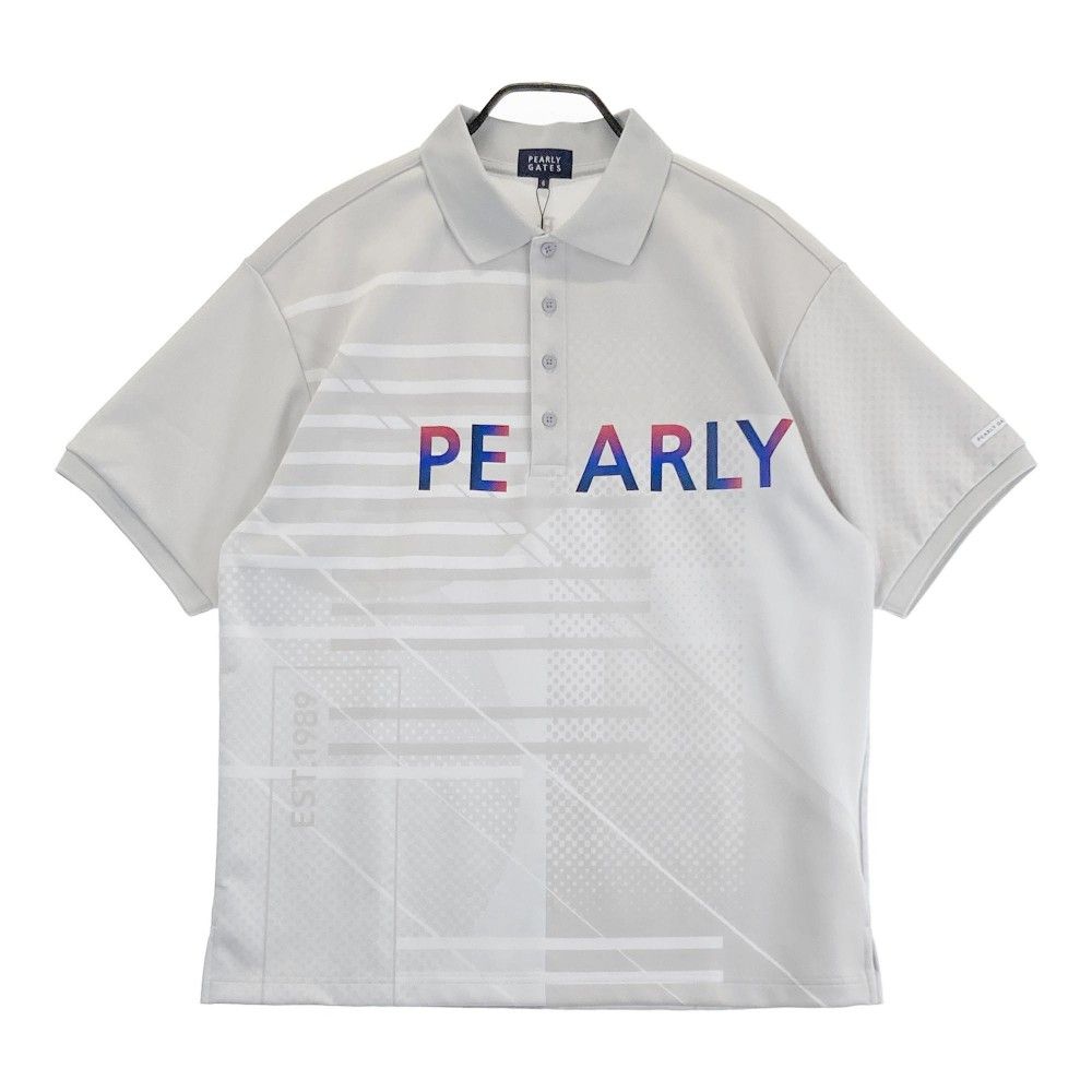 サイズ：6 PEARLY GATES パーリーゲイツ 2024年モデル 半袖ポロシャツ グラデーションロゴ 総柄 グレー系 [240101464489] ゴルフウェア メンズ ストスト サイズ：6 PEARLY GATES パーリーゲイツ 2024年モデル 半袖