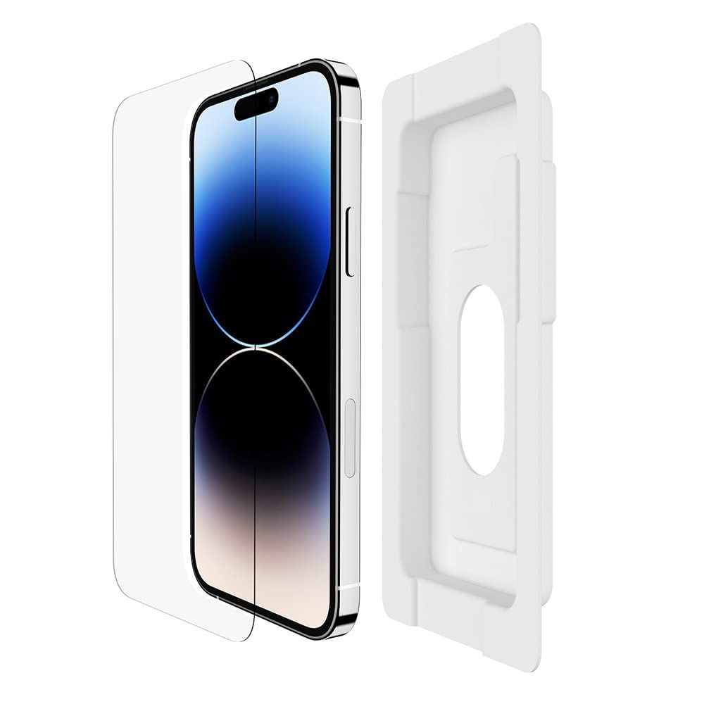Belkin iPhone 14 Pro Max用 UltraGlass保護ガラスフィルム 超強化ガラス ドイツSCHOTT製 抗菌 0.29mm 簡単取付キット付き OVA104zz クリア