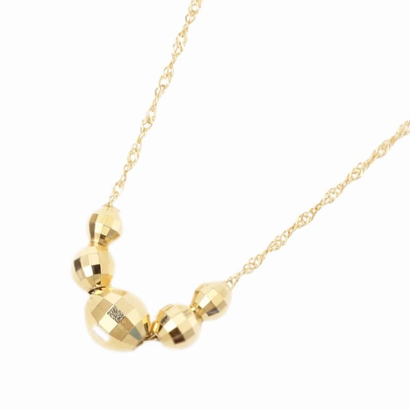 ジュエリーウォーク心斎橋 18金 ネックレス ミラクルカット ミラーボール ペンダント K18 40cm