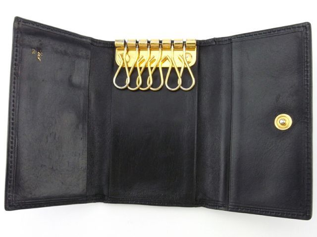 Cartier カルティエ キーケース 6連 レザー ブラック ゴールド