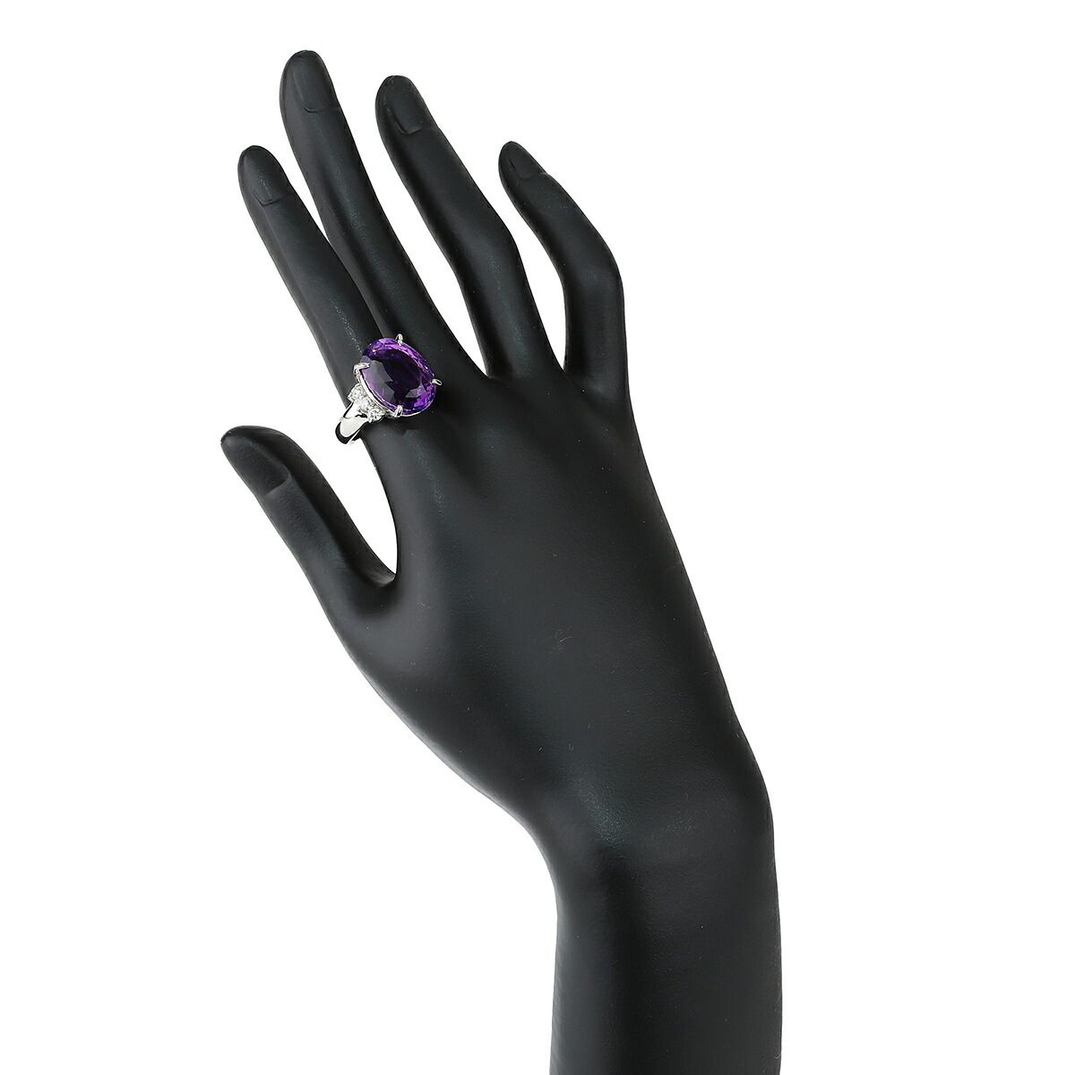 リング 指輪 アメジスト 12.68ct ダイヤモンド 0.25ct Pt900 14号 中古  