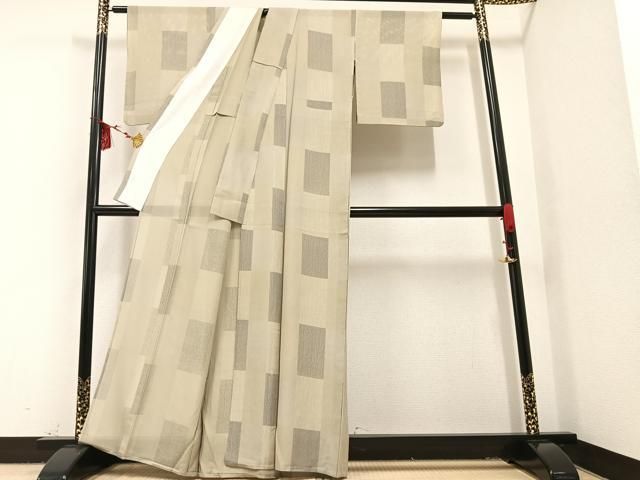 平和屋着物＊夏物 小紋 絽 霞市松文 正絹 逸品 AAAU9621ph