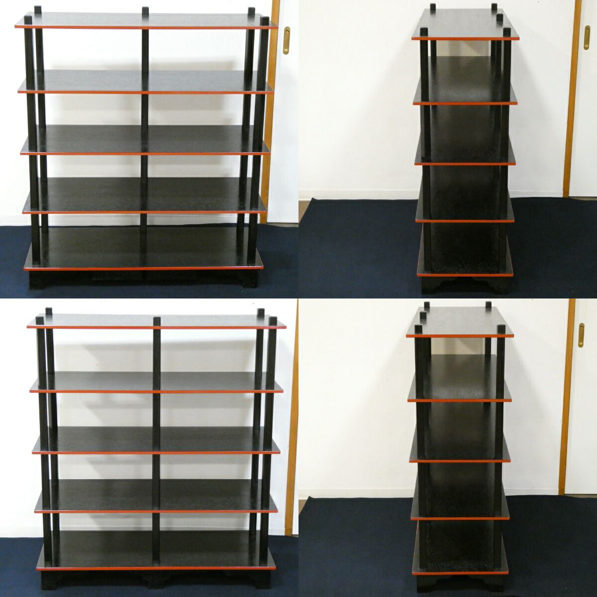 引き出し付 懐石道具 木製組立式 五段配膳棚 水屋棚 水谷棚 紙箱入り 和風陳列棚 品